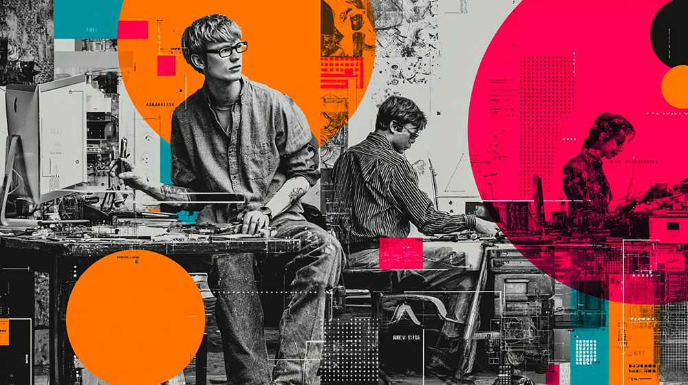 Studenti e professionisti al lavoro in agenzia
